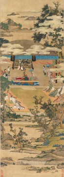 Chen Hongshou lady xuanwen jun giving instructions on classics antique Chinese Oil Paintings